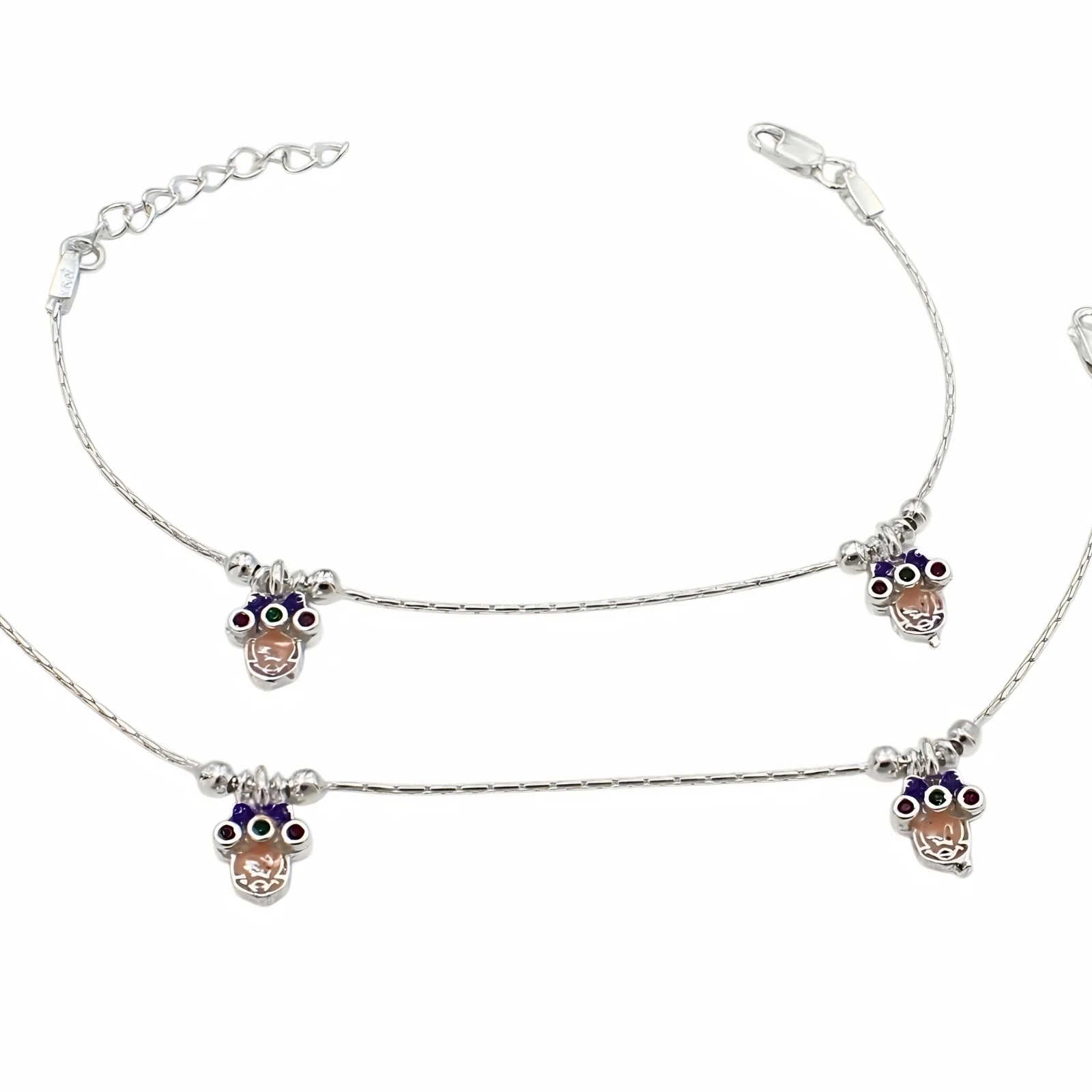 Real Silver dangle charm Chain Adjustable Kids Anklet - Image 4