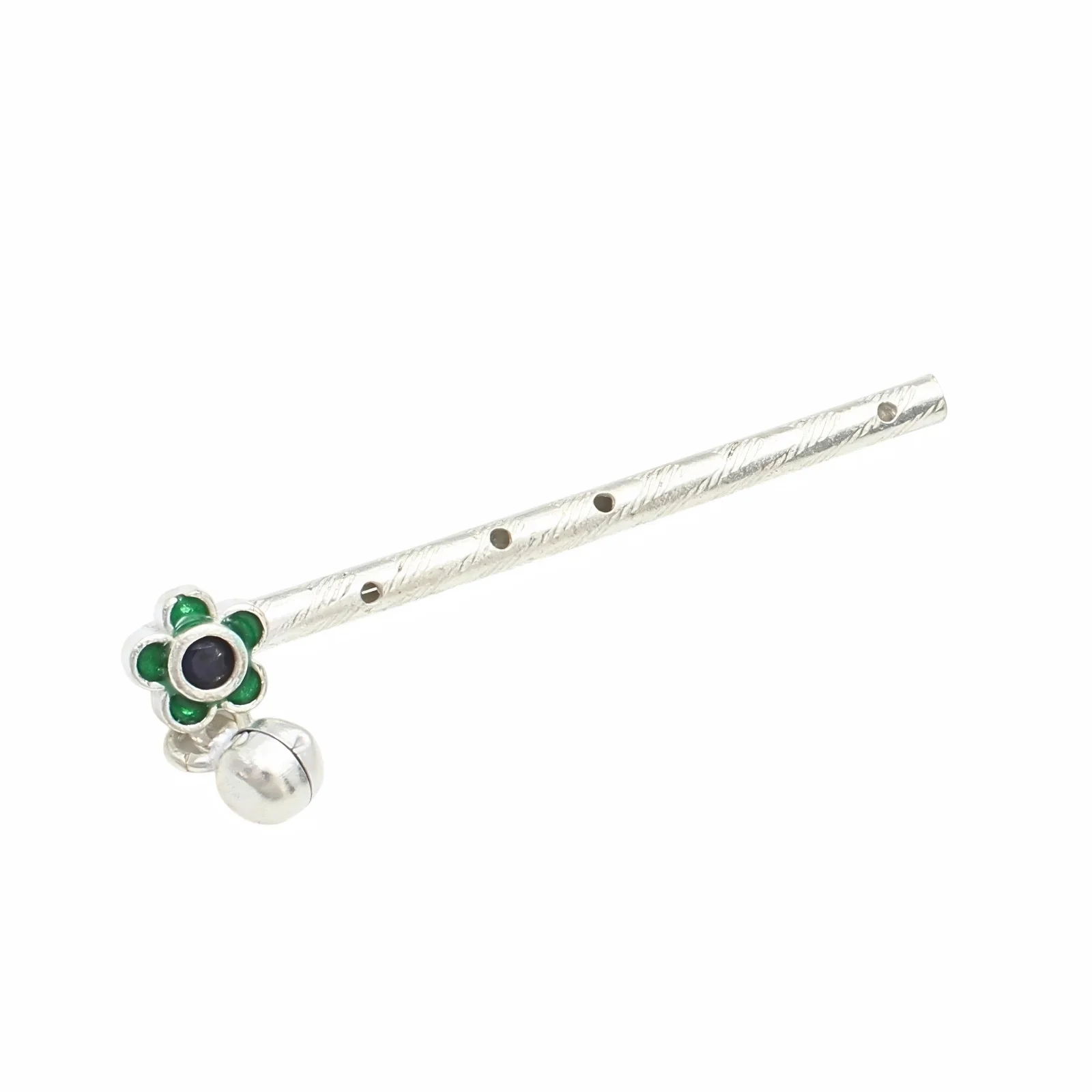 Real Silver Flower Flute for Krishna Pooja & Décor - Image 3