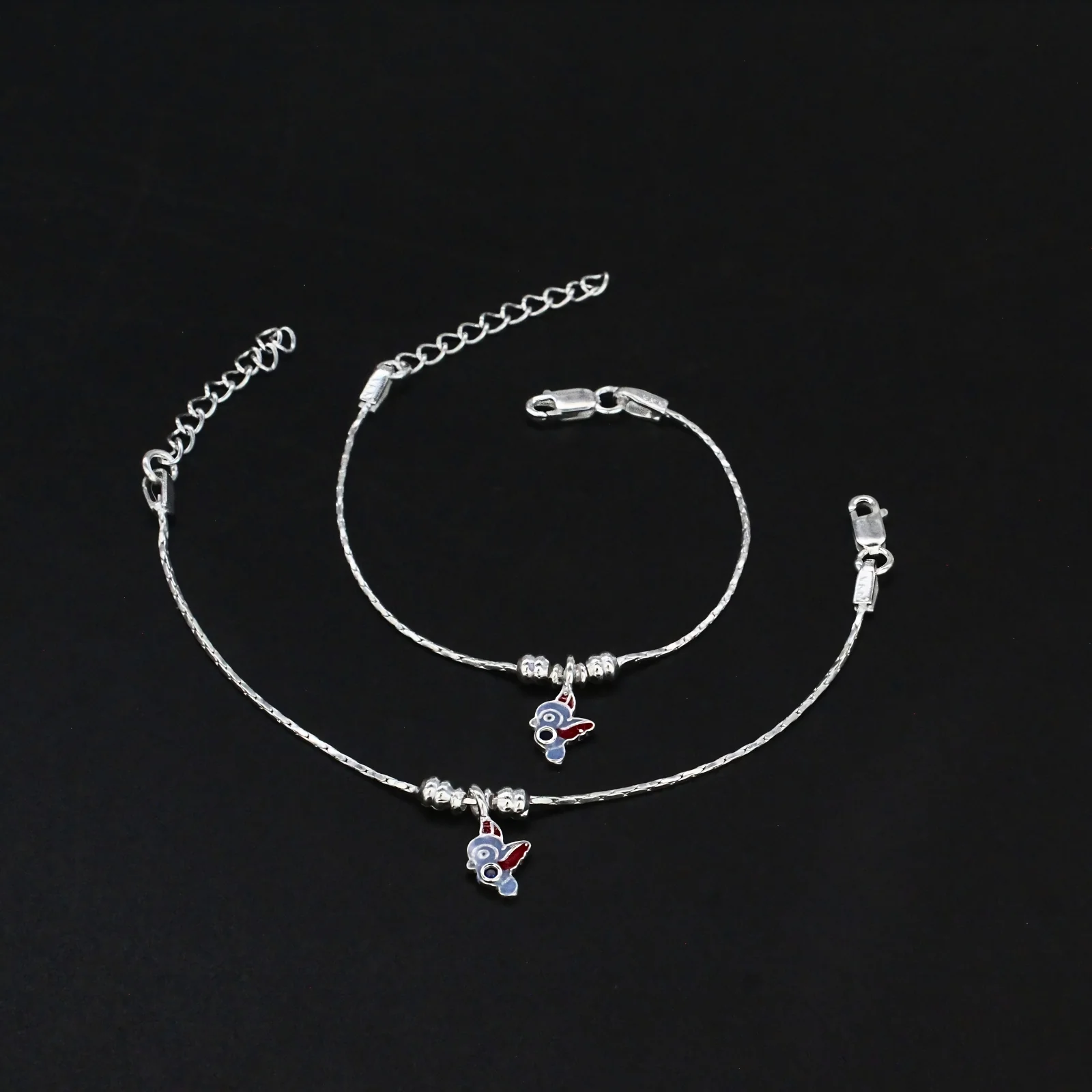 Real Silver Flying Bird Charm Kids Anklet - Image 3