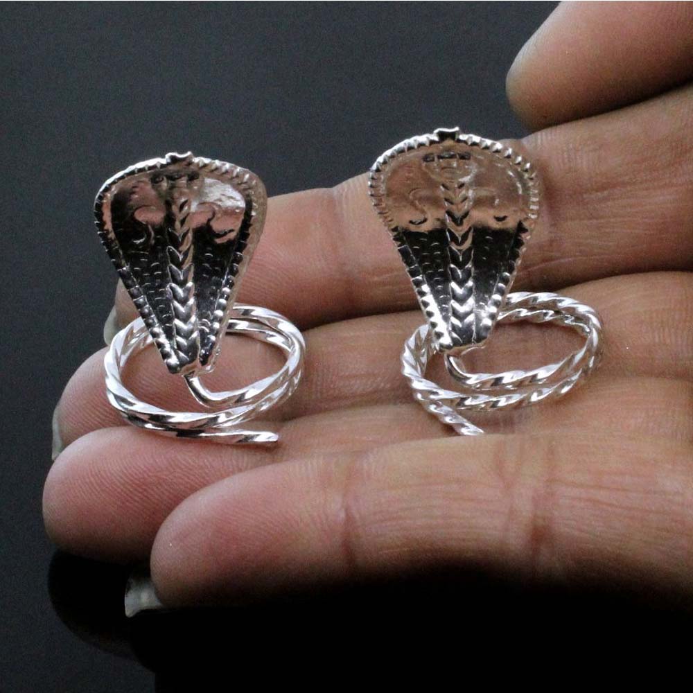 Real Silver Naag Naagin Meditation Pooja Snakes Pair - Image 2
