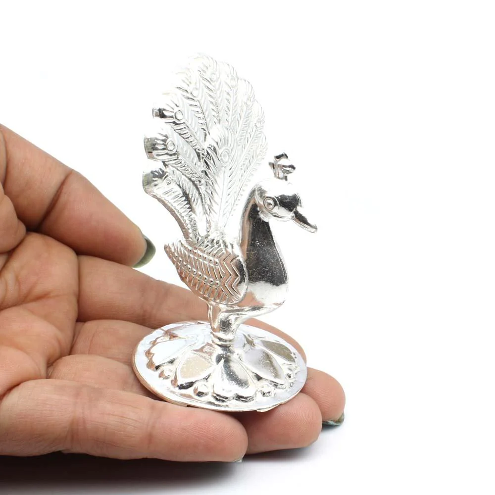 Real silver Peacock Idol/Figurine for puja and Gifting Purpose - Image 2