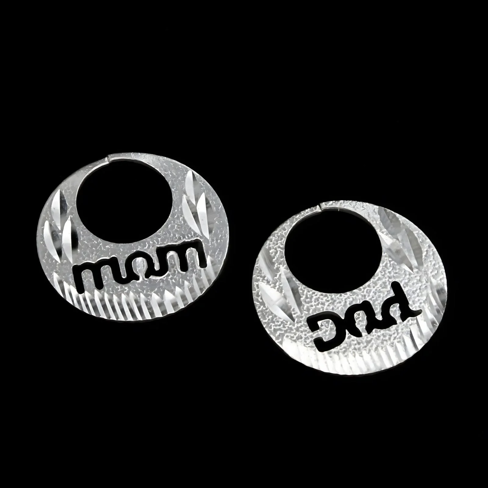 Real Silver Round Moon Shaped MOM DAD Nattiyan (Nanti) men women earring - Image 4