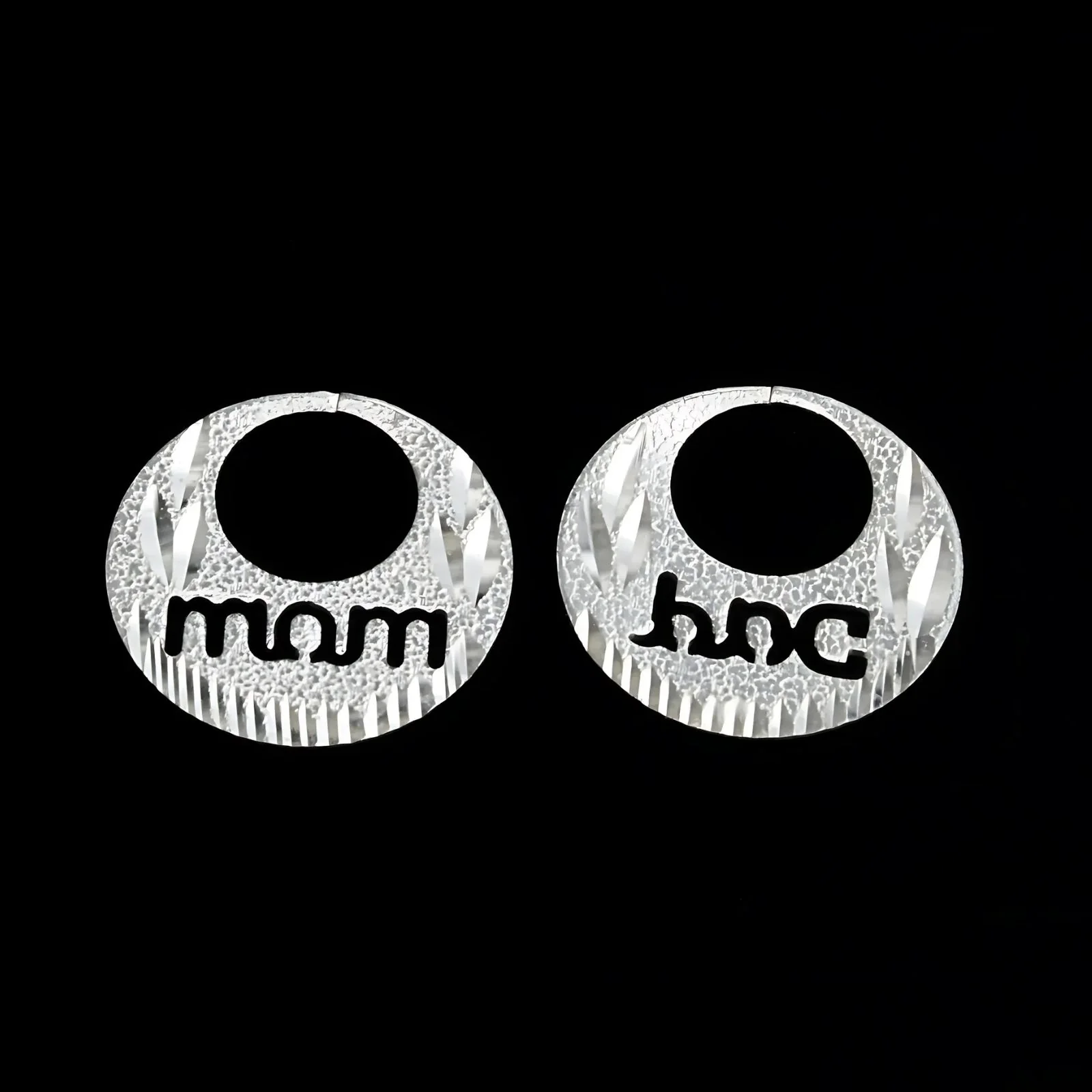 Real Silver Round Moon Shaped MOM DAD Nattiyan (Nanti) men women earring - Image 5