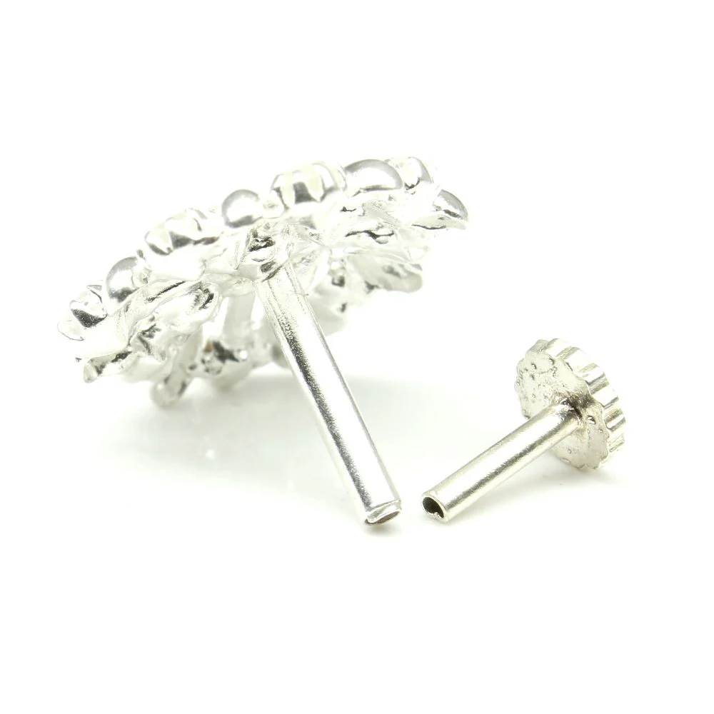 Real Silver Starburst Cluster Nose piercing - Image 3