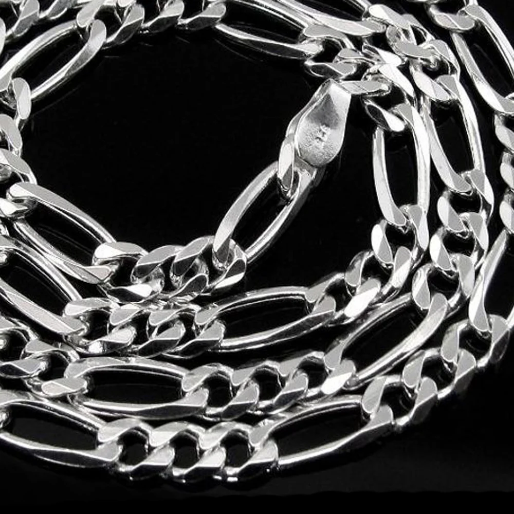 Real Solid .925 Sterling Silver Figaro Link Design 4.7mm Men's Chain 18" - Image 2