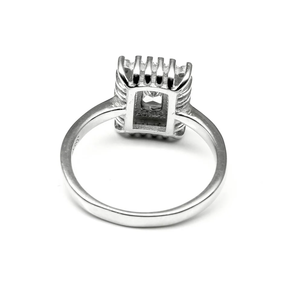 Real Solid 925 Sterling Silver Solitaire Halo Ring - Image 3