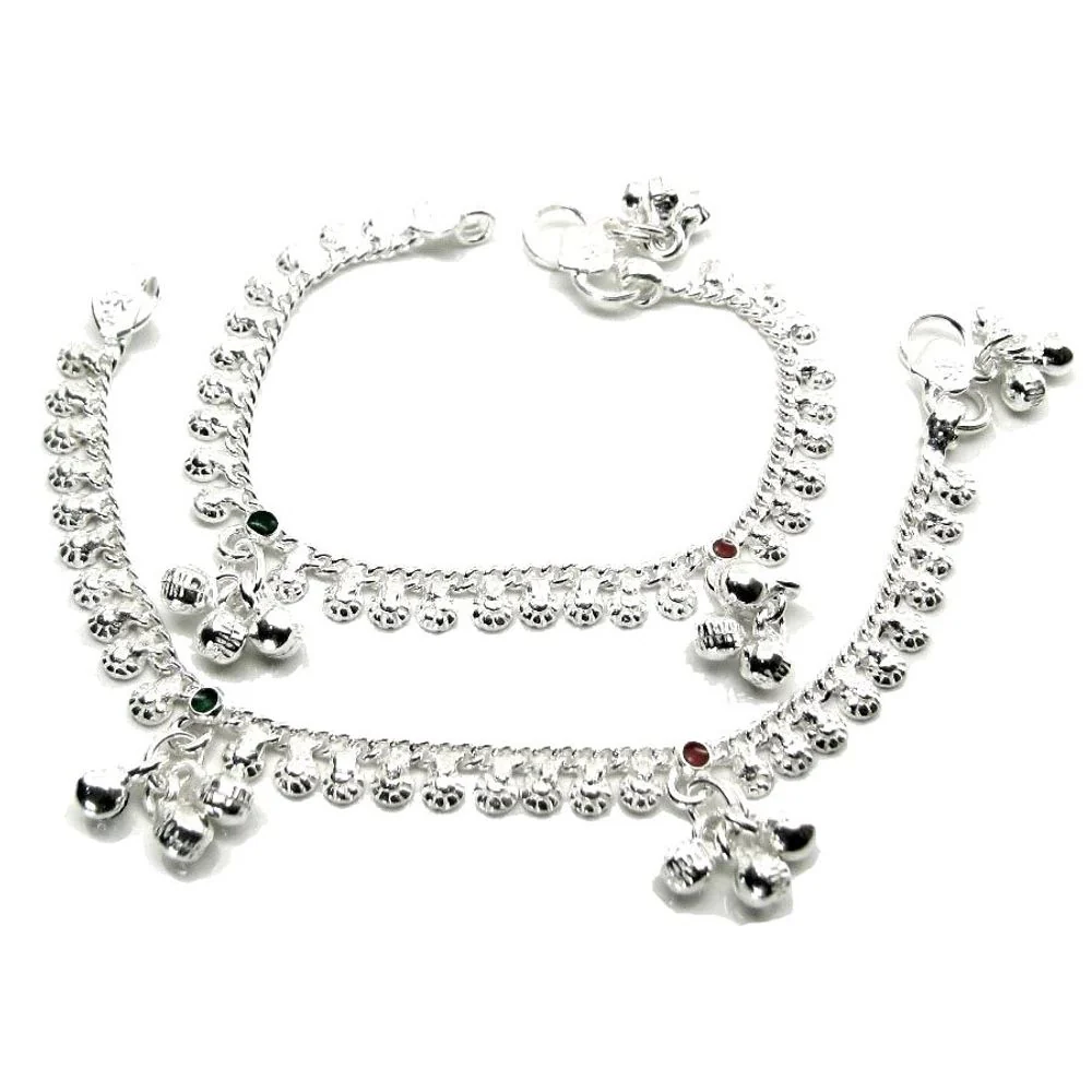Real Solid Silver Anklets Ankle chain Bracelet Kids Children's 5.8 in