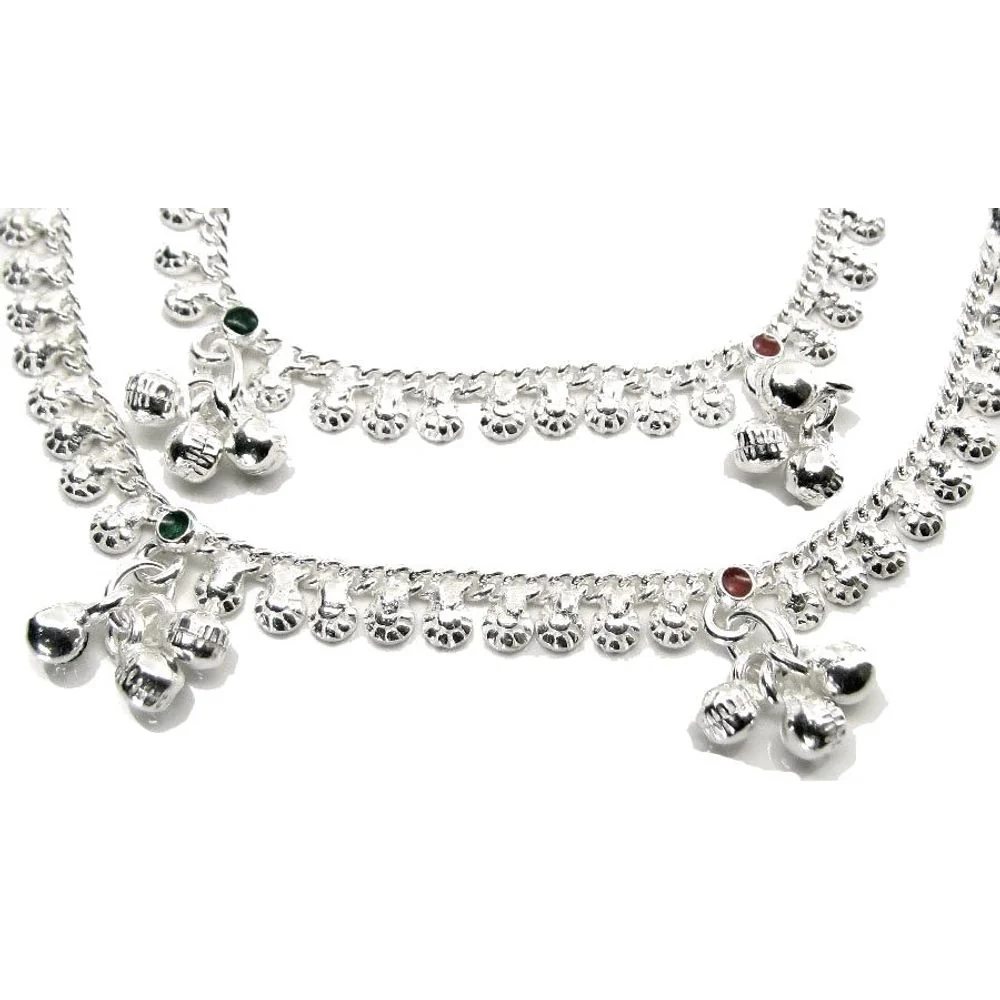 Real Solid Silver Anklets Ankle chain Bracelet Kids Children's 5.8 in - Image 2
