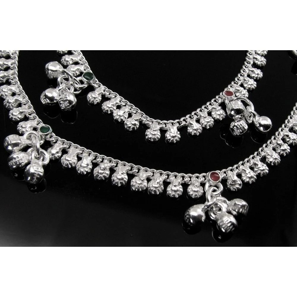 Real Solid Silver Anklets Ankle chain Bracelet Kids Children's 5.8 in - Image 4