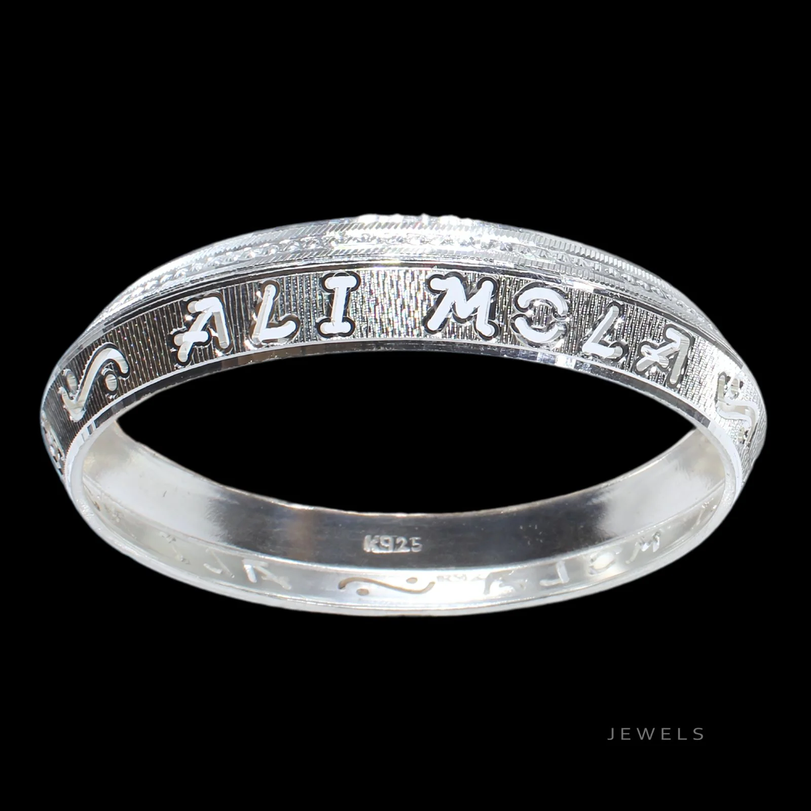 Real Sterling Silver Ali Mola Men's  Bangle Bracelet - Image 2