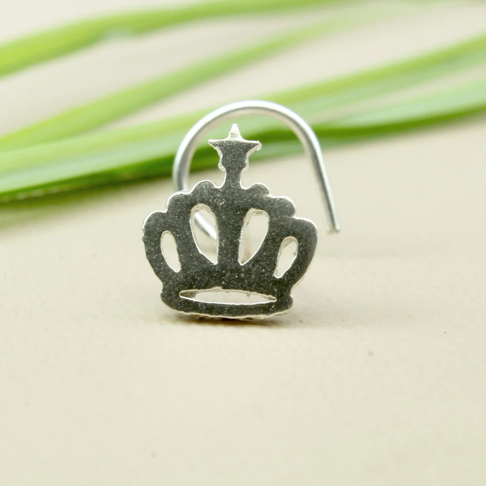 Real Silver Crown Shape Nose Piercing