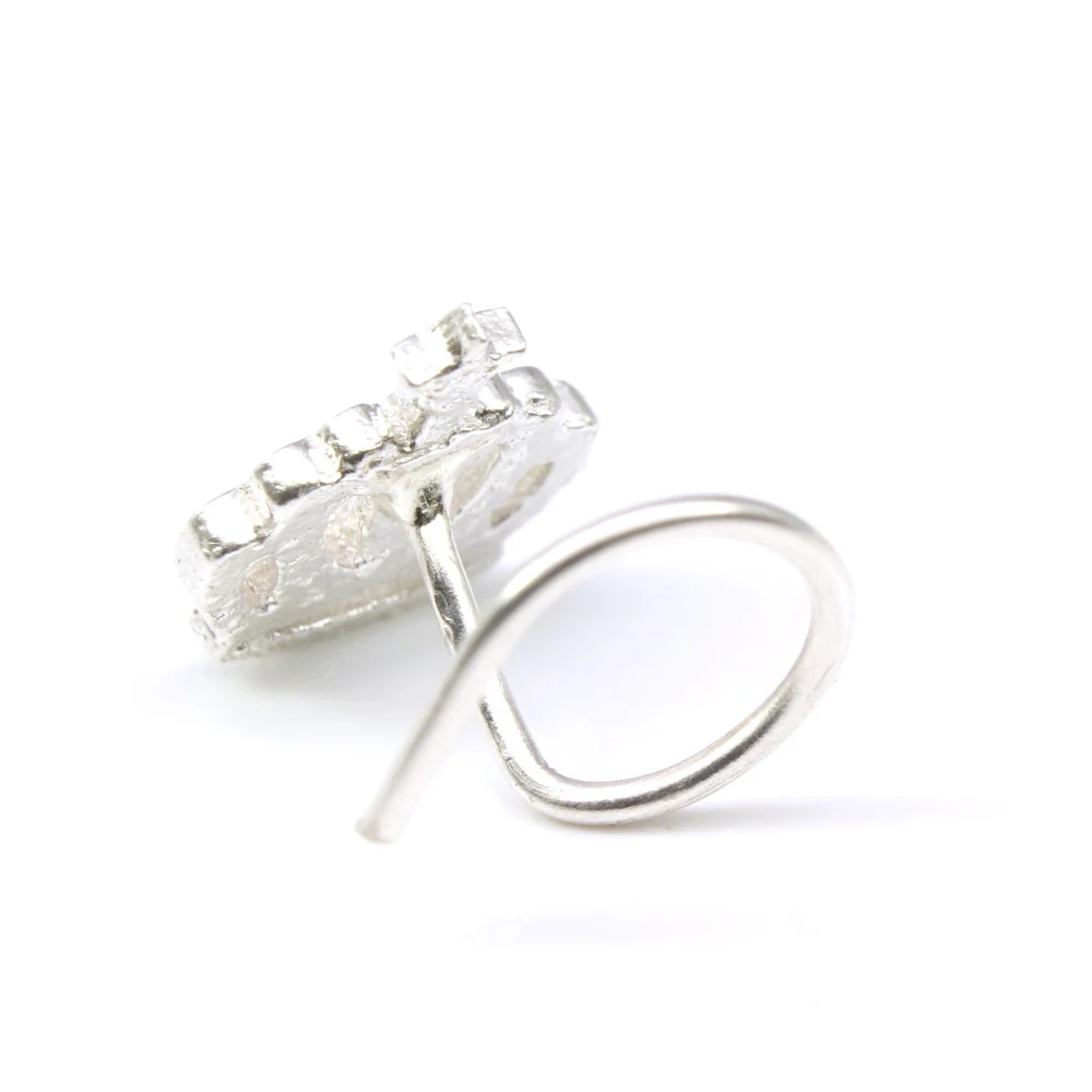 Real Silver Crown Shape Nose Piercing - Image 4