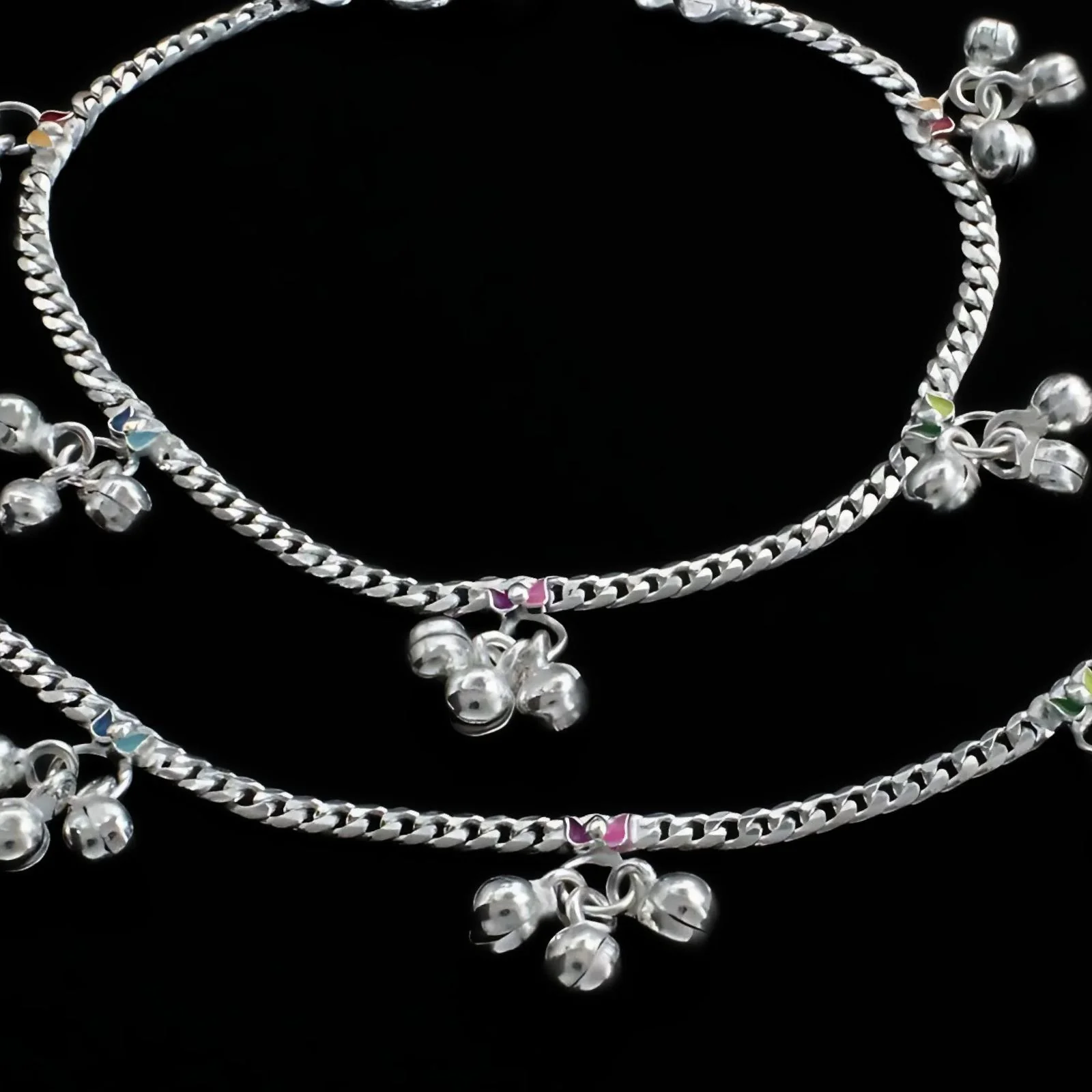 Real Sterling Silver Kids jingle bells Anklets Ankle chain foot baby Bracelet 8.5" - Image 4