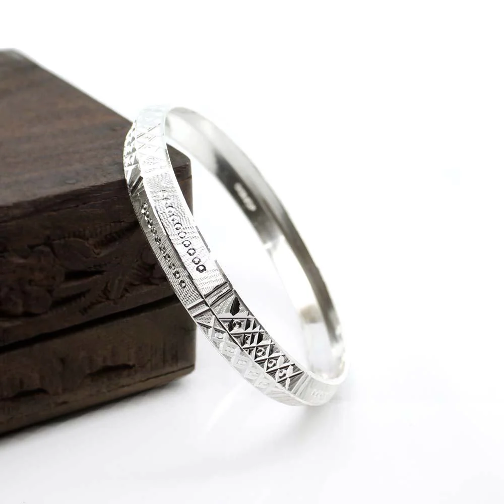 Real Sterling Silver Men's Bangle silver Bracelet