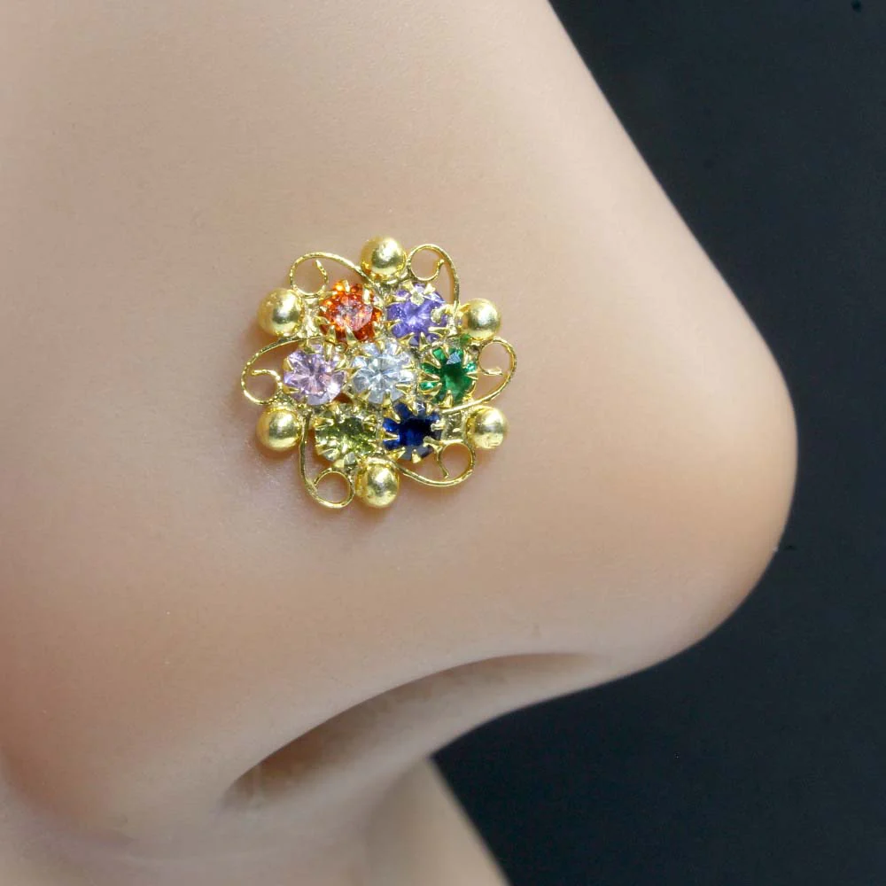 Skin-Safe Gold Finish Silver Nose Stud - Image 2