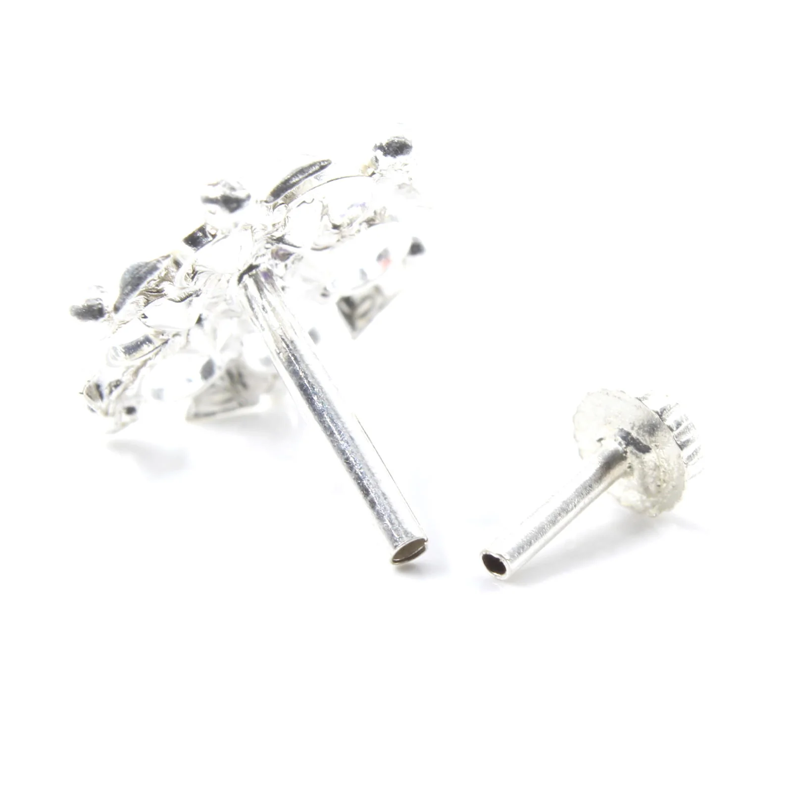 Flower Shaped Multi CZ Silver Nose Pin - Image 8