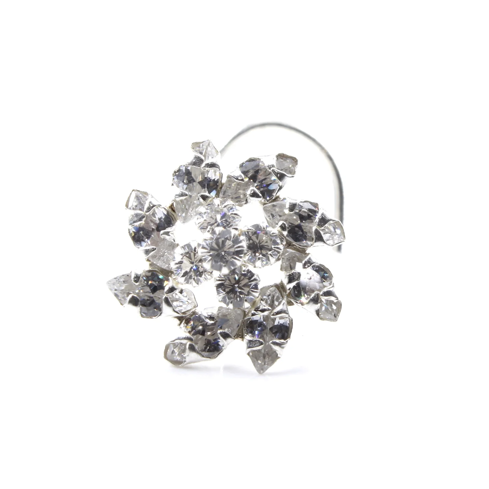 Sun Design Twisted Silver Nose Pin Piercing - Image 7