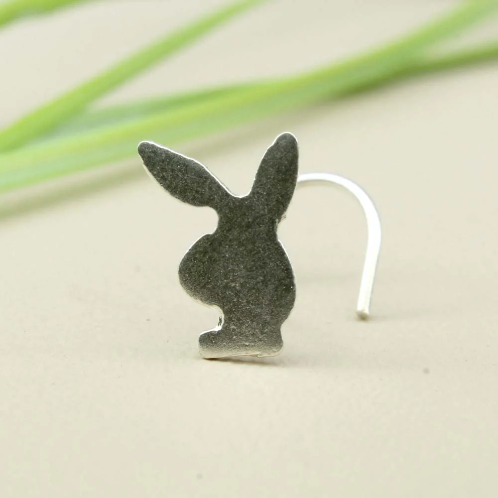 Rabbit Head Design Silver Nose Stud