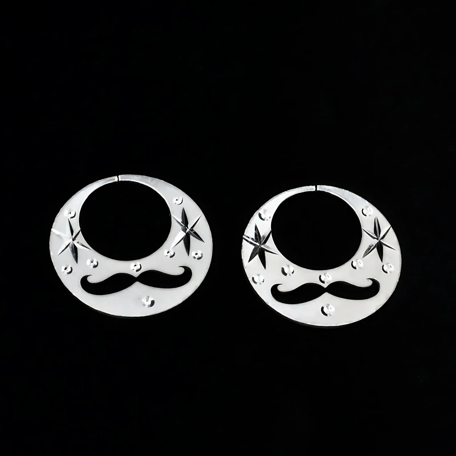 Real Sterling Silver Round stylish Moon Shaped MOUSTACHE Nattiyan (Nanti) earring for Men - Image 3