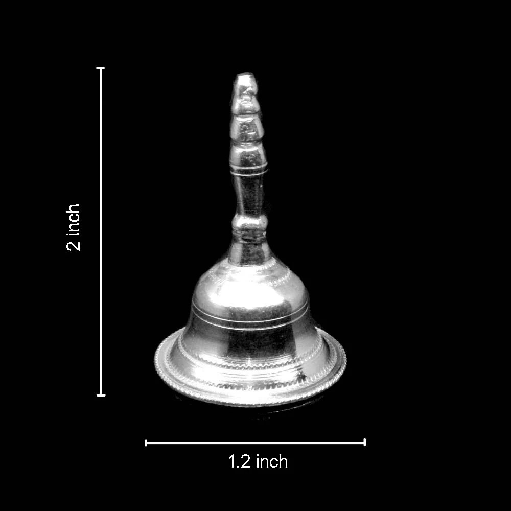 Real Sterling Silver Temple Pooja Bell Ghanti with Melodious Sound