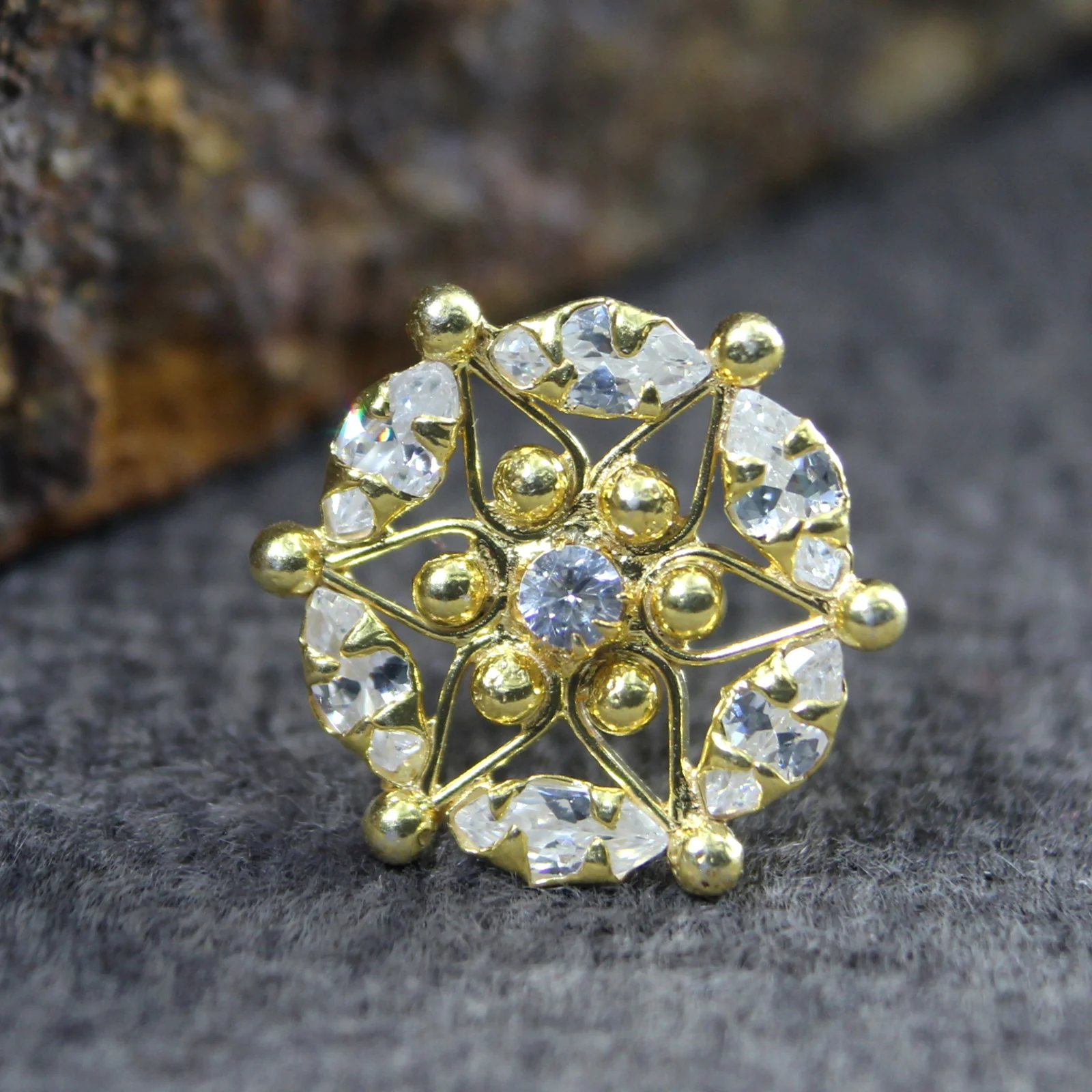 Star Shaped Gold Plated Silver Nose Stud