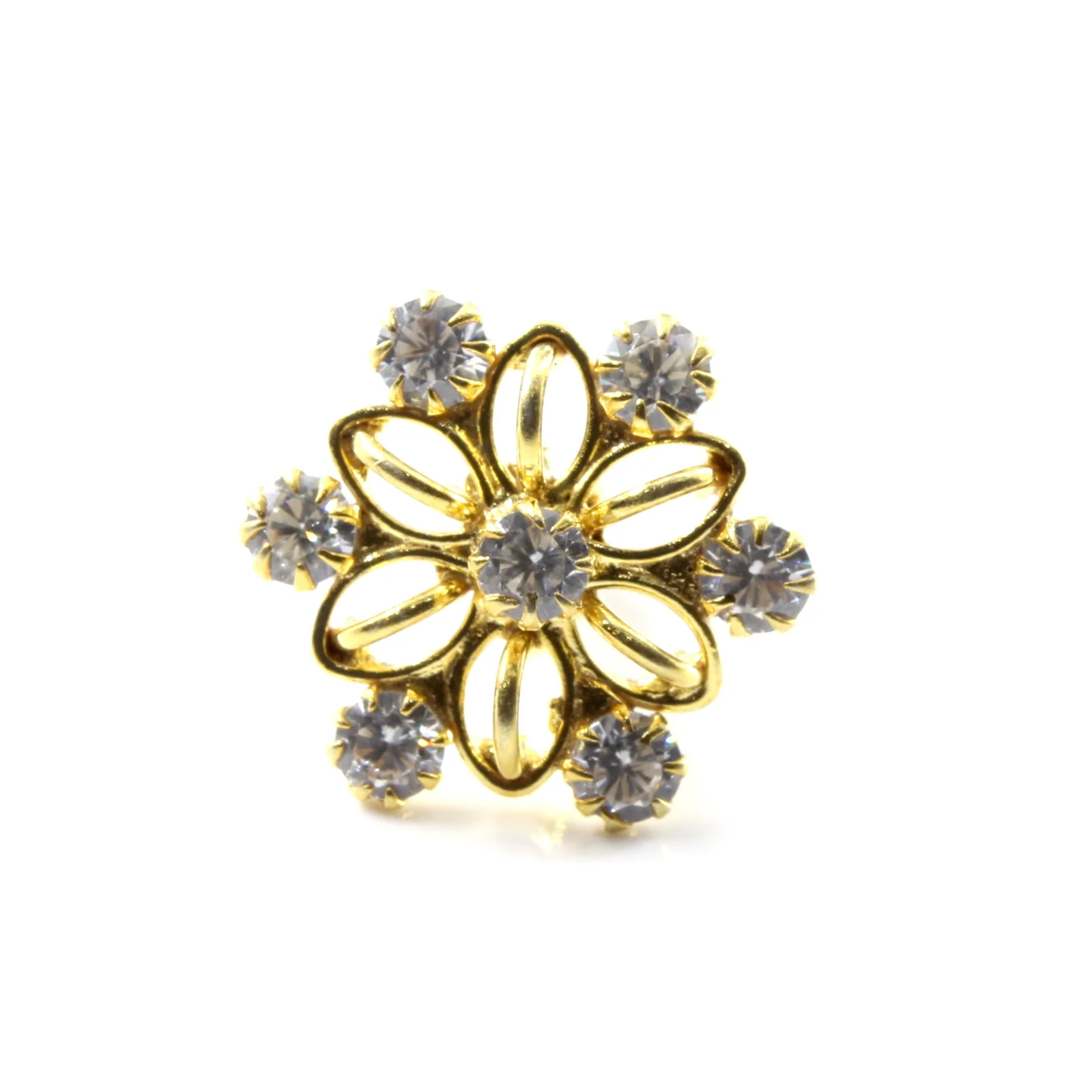Gold Finish Silver Bloom Nose Pin - Image 4