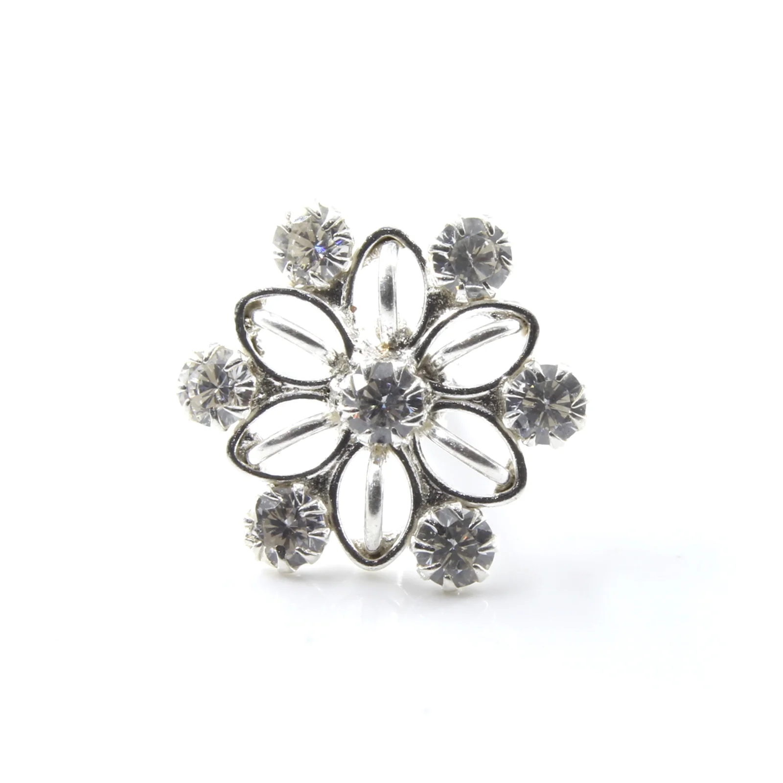 Gold Finish Silver Bloom Nose Pin - Image 7
