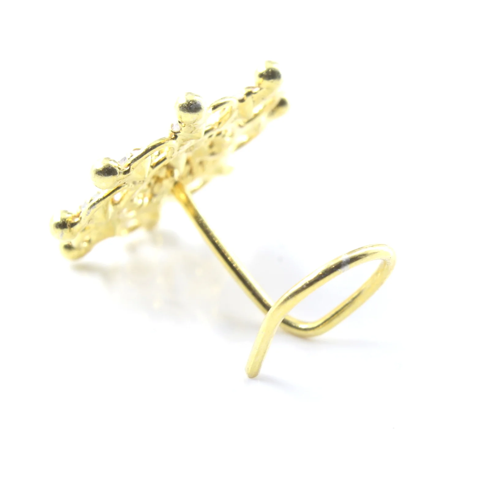 Sun Shape Gold Plated CZ Silver Nose Stud - Image 4