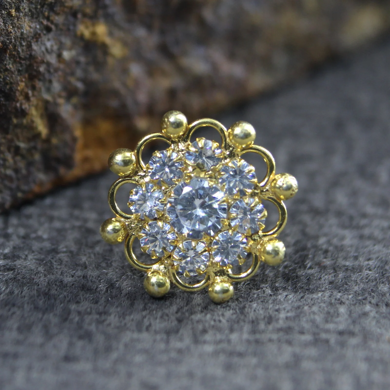 Starburst Gold Look Silver Nose Stud