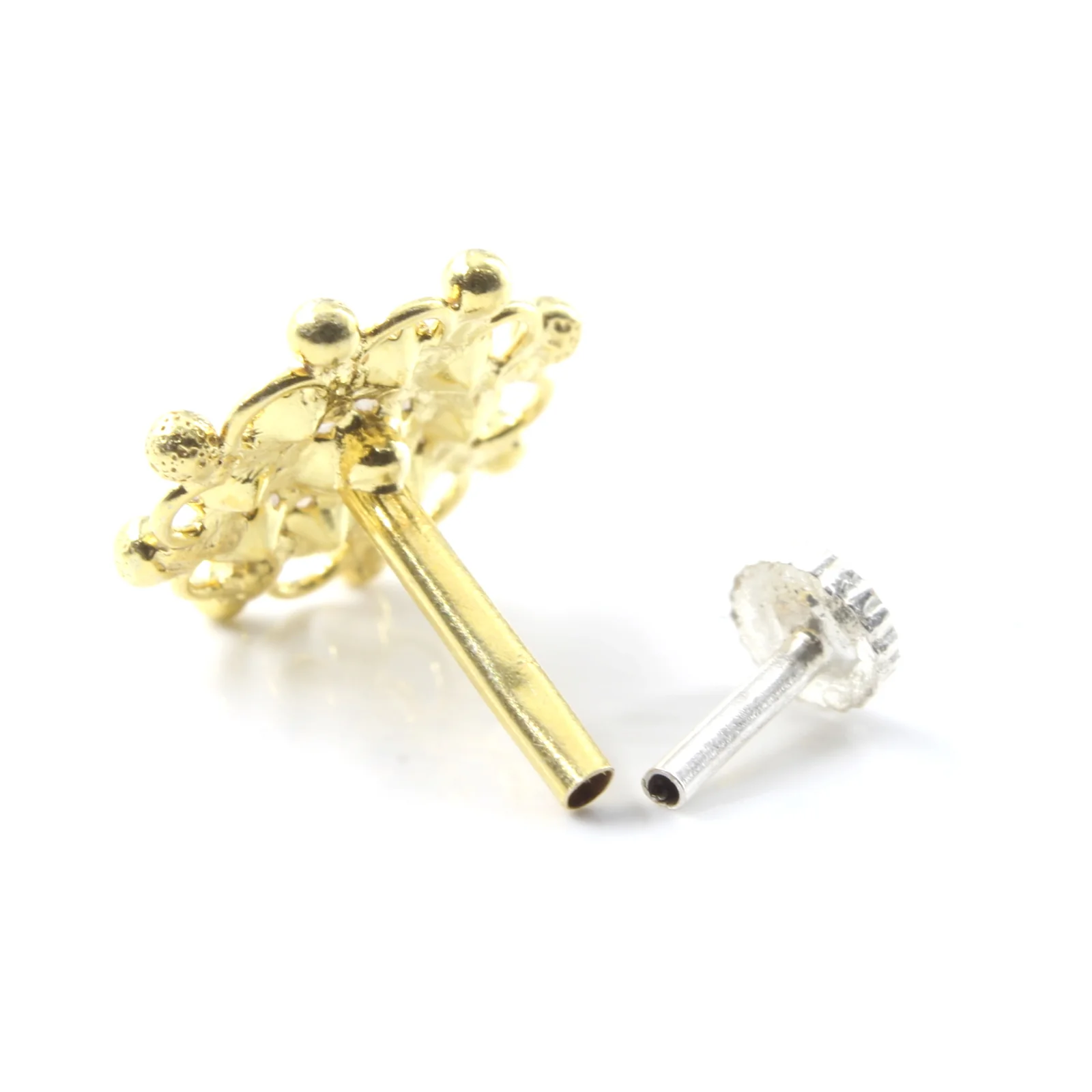 Starburst Gold Look Silver Nose Stud - Image 4