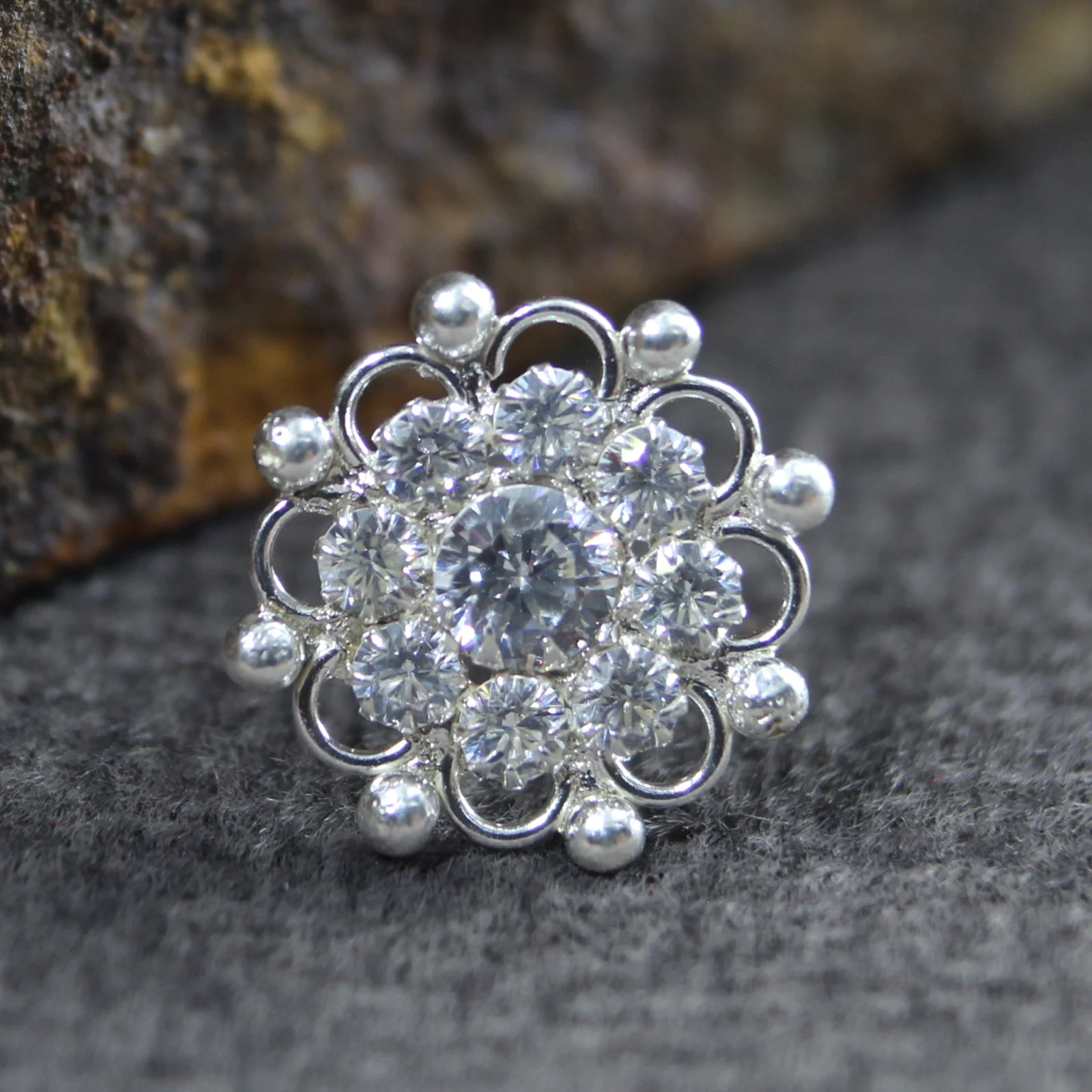 Starburst Gold Look Silver Nose Stud - Image 5