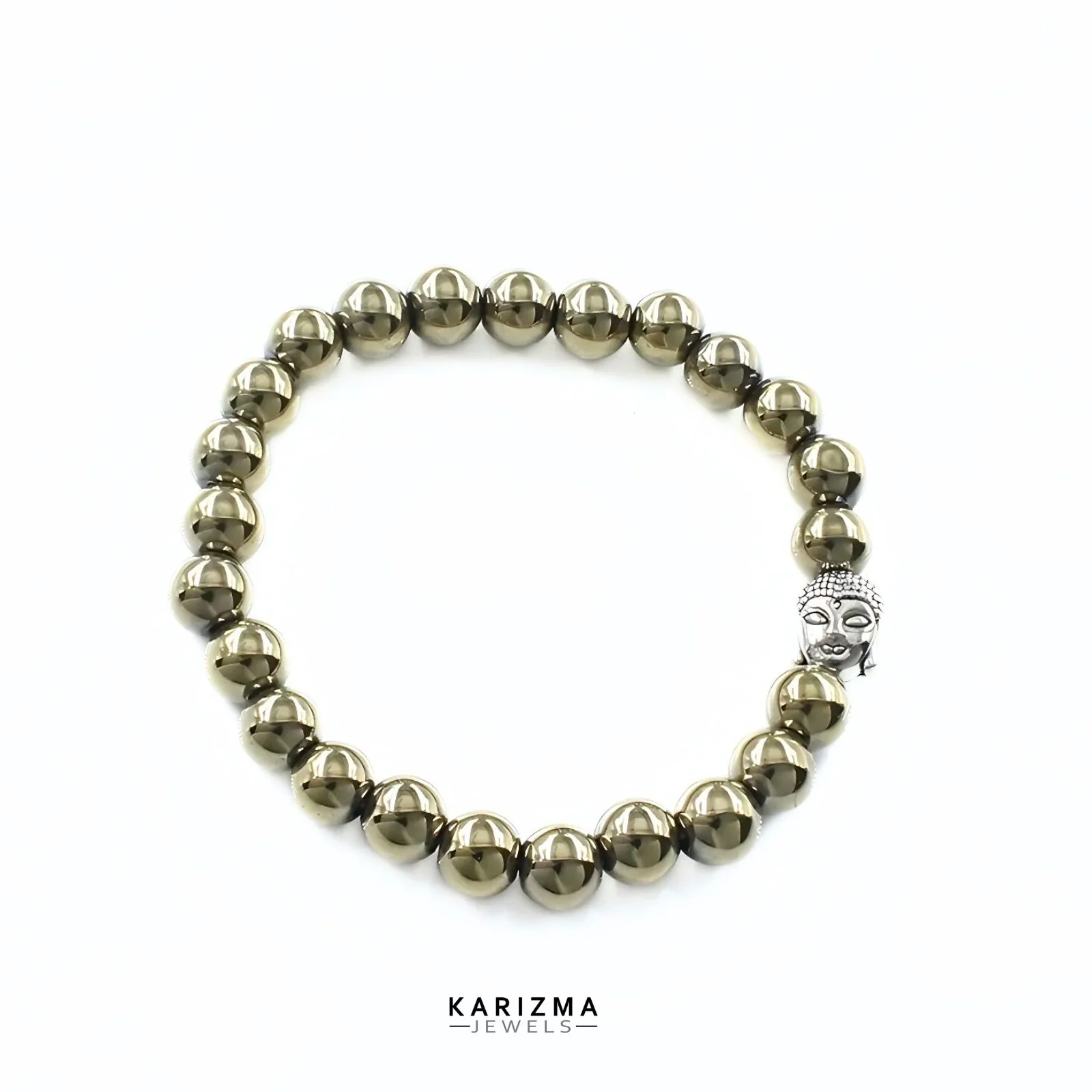Reiki Healing Natural Golden Pyrite Stones Buddha face Bracelet - Image 4