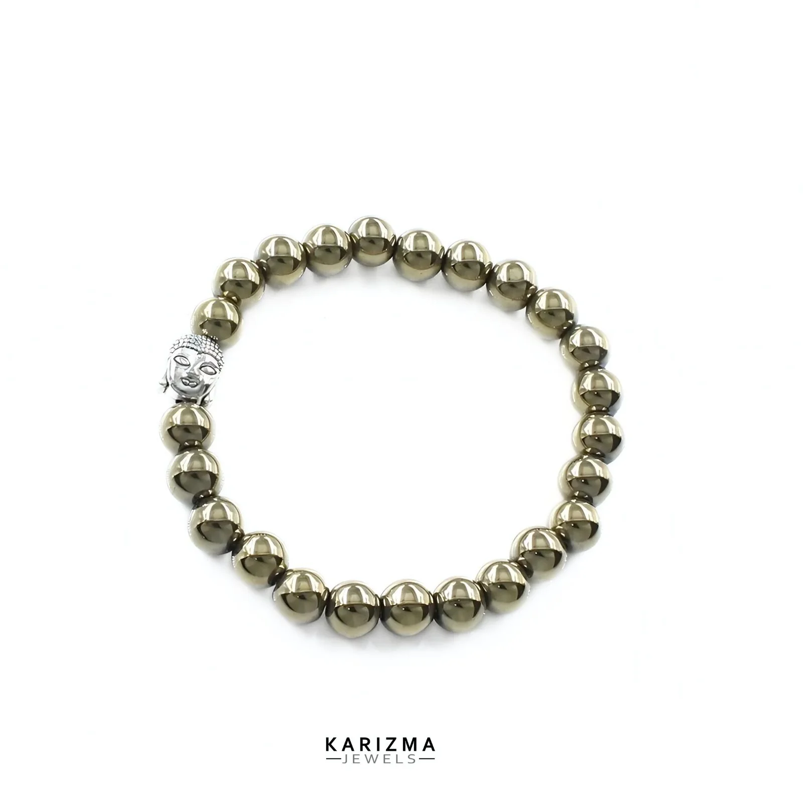 Reiki Healing Natural Golden Pyrite Stones Buddha face Bracelet - Image 5