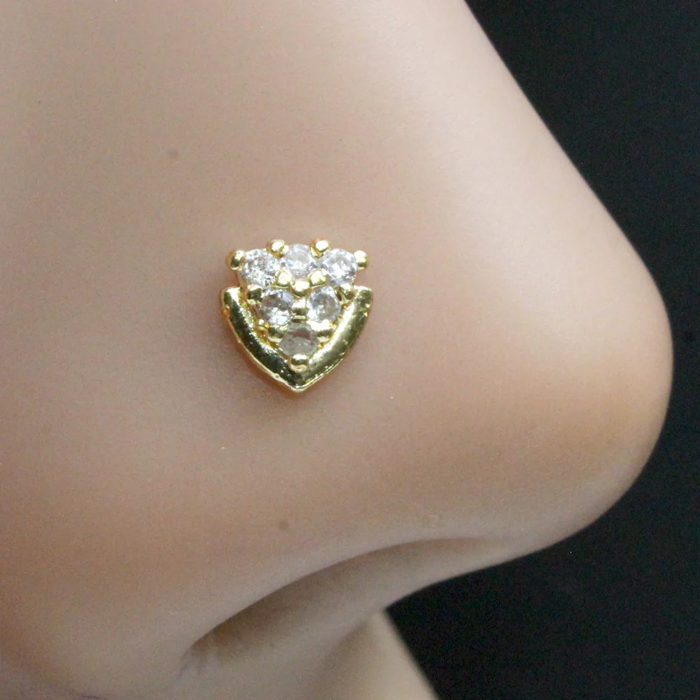 Shield crown cluster nose pin