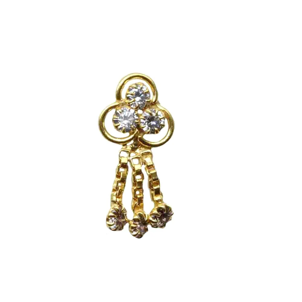 Shimmering Dangling Stone Gold Nose pin - Image 2