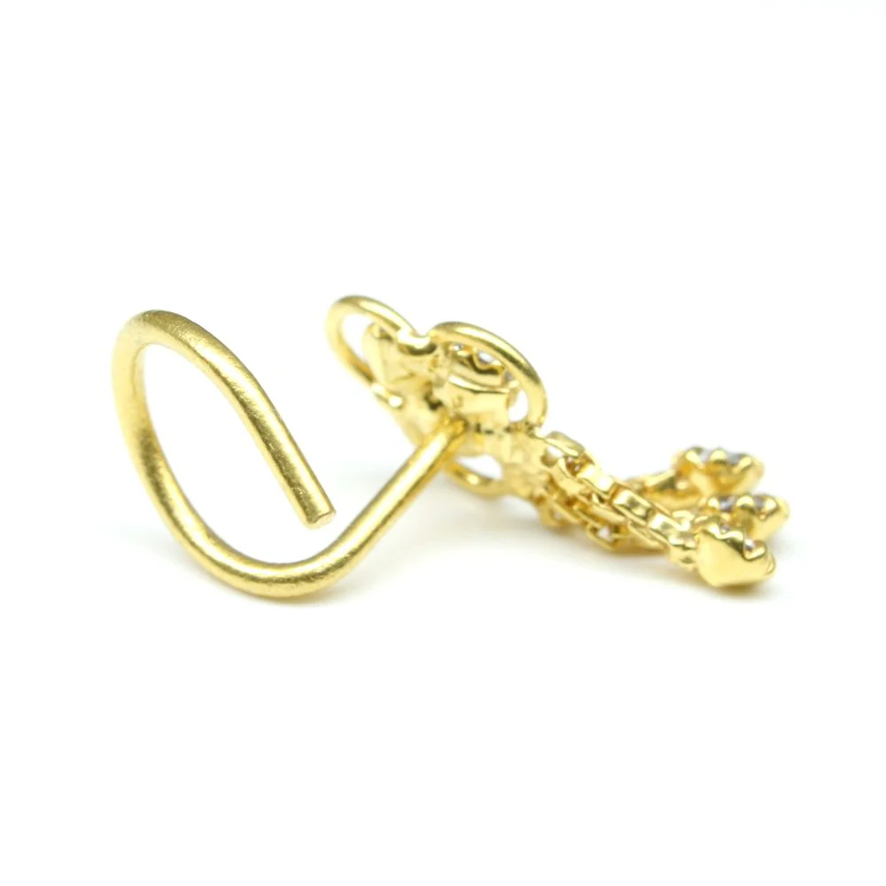 Shimmering Dangling Stone Gold Nose pin - Image 3