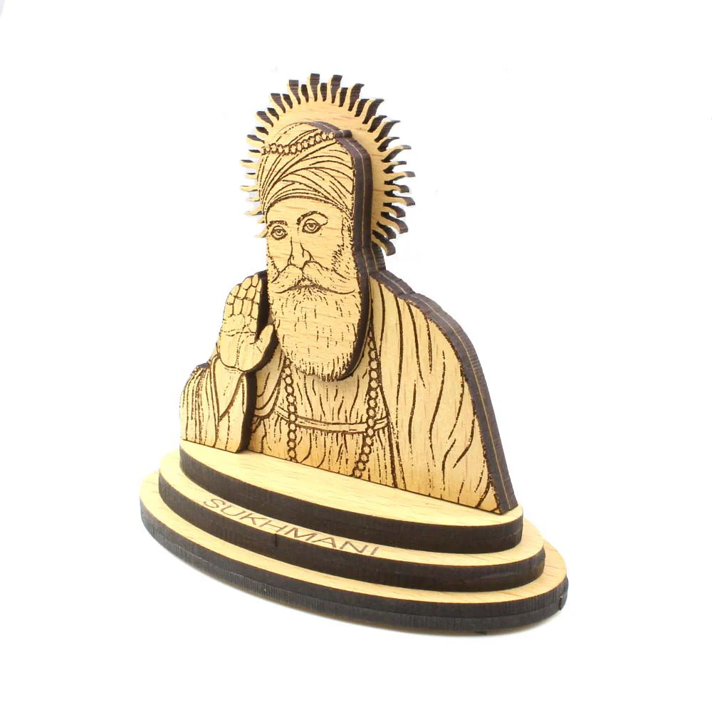 Sikh Guru Nanak Dev Ji Wooden Idol – Car Dashboard Decorative Gift - Image 3
