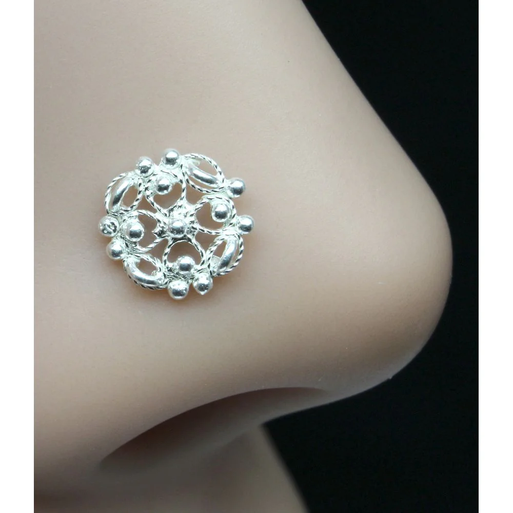 Silver flower nose pin/stud