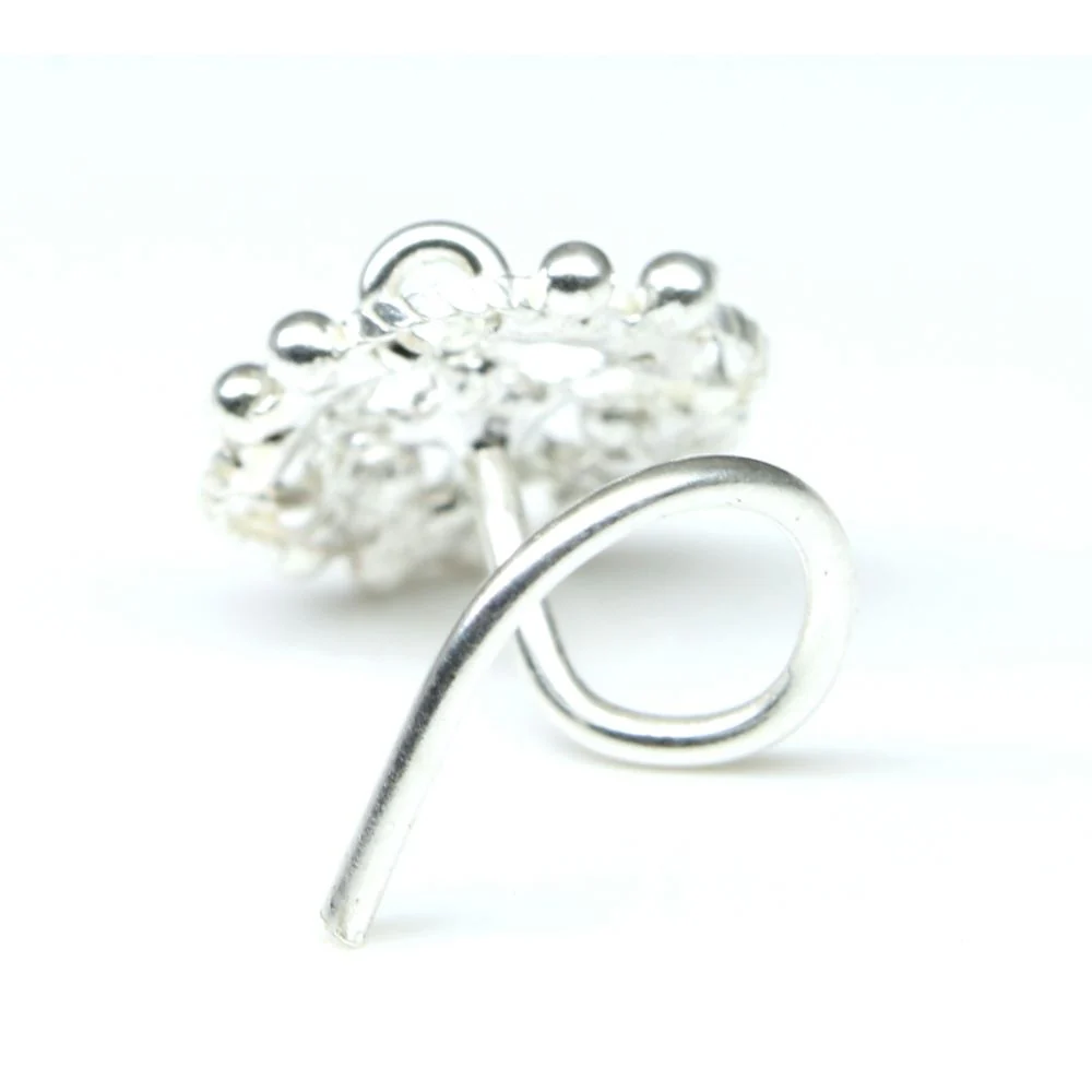 Silver flower nose pin/stud - Image 3