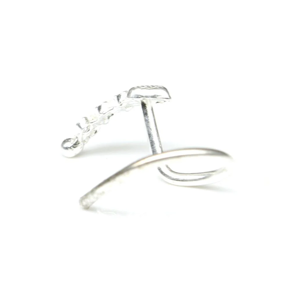 Silver Heart-shaped nose stud - Image 3