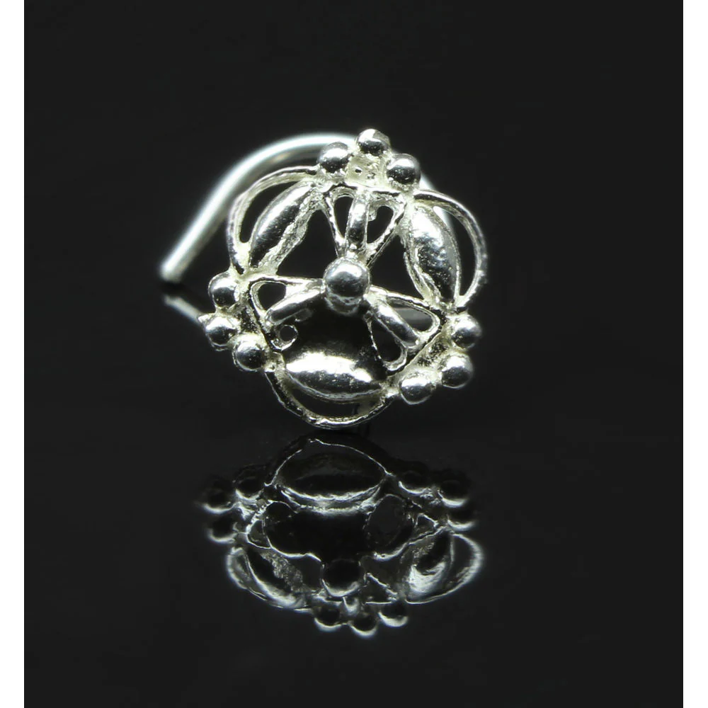 Silver Nose Stud Twisted Piercing - Image 2