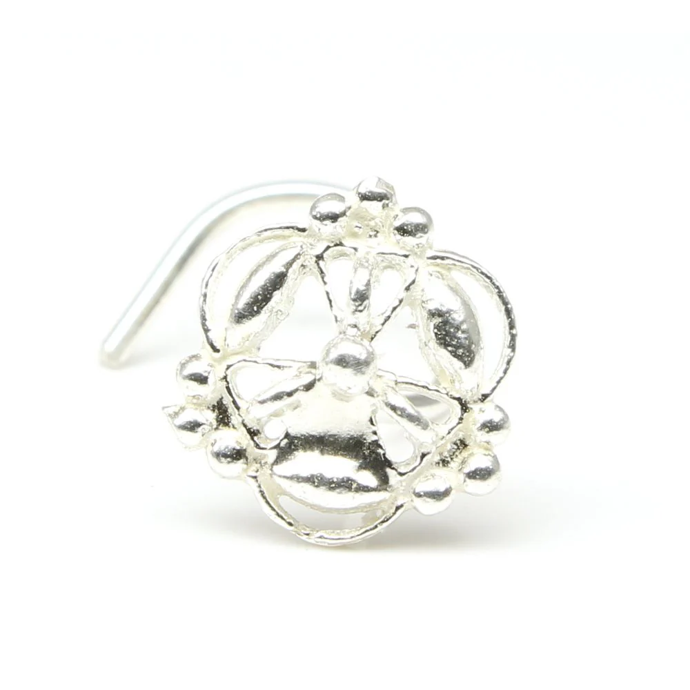 Silver Nose Stud Twisted Piercing - Image 3