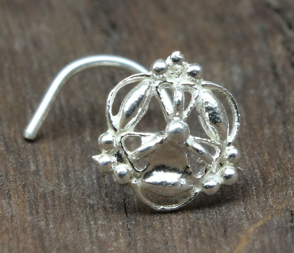 Silver Nose Stud Twisted Piercing - Image 4