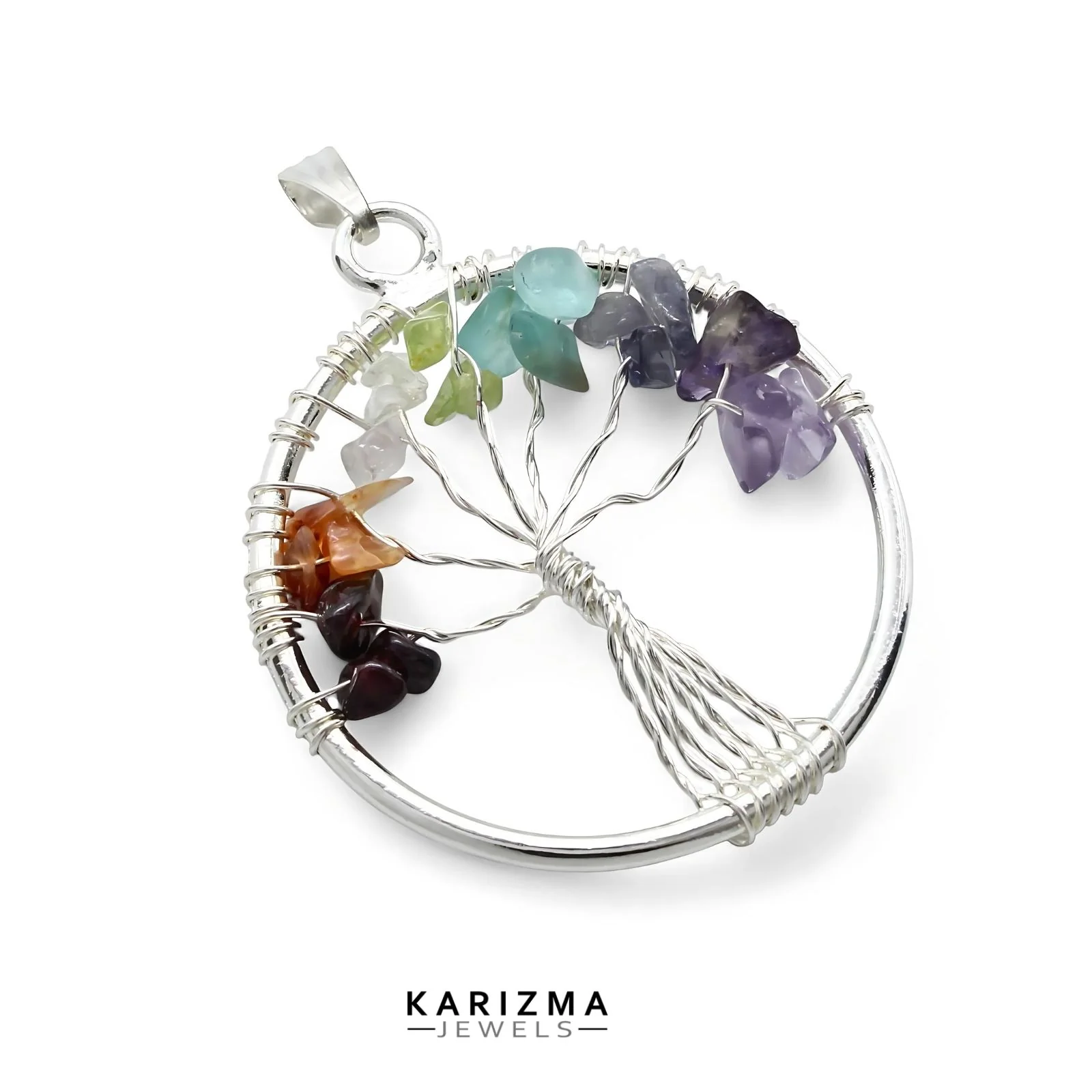 Silver Plated 7 Chakra Tree of Life Pendant for red book remedy lal kitab astrology - Image 5