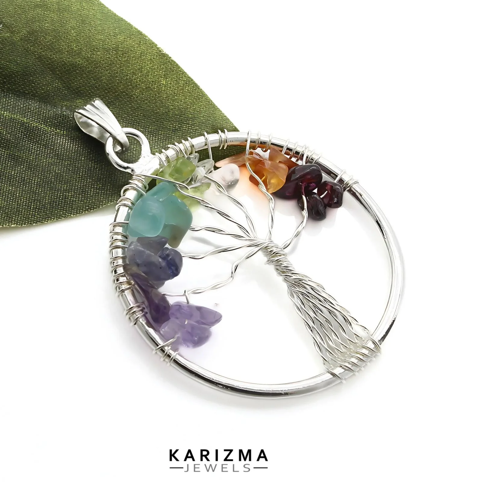 Silver Plated 7 Chakra Tree of Life Pendant for red book remedy lal kitab astrology - Image 6