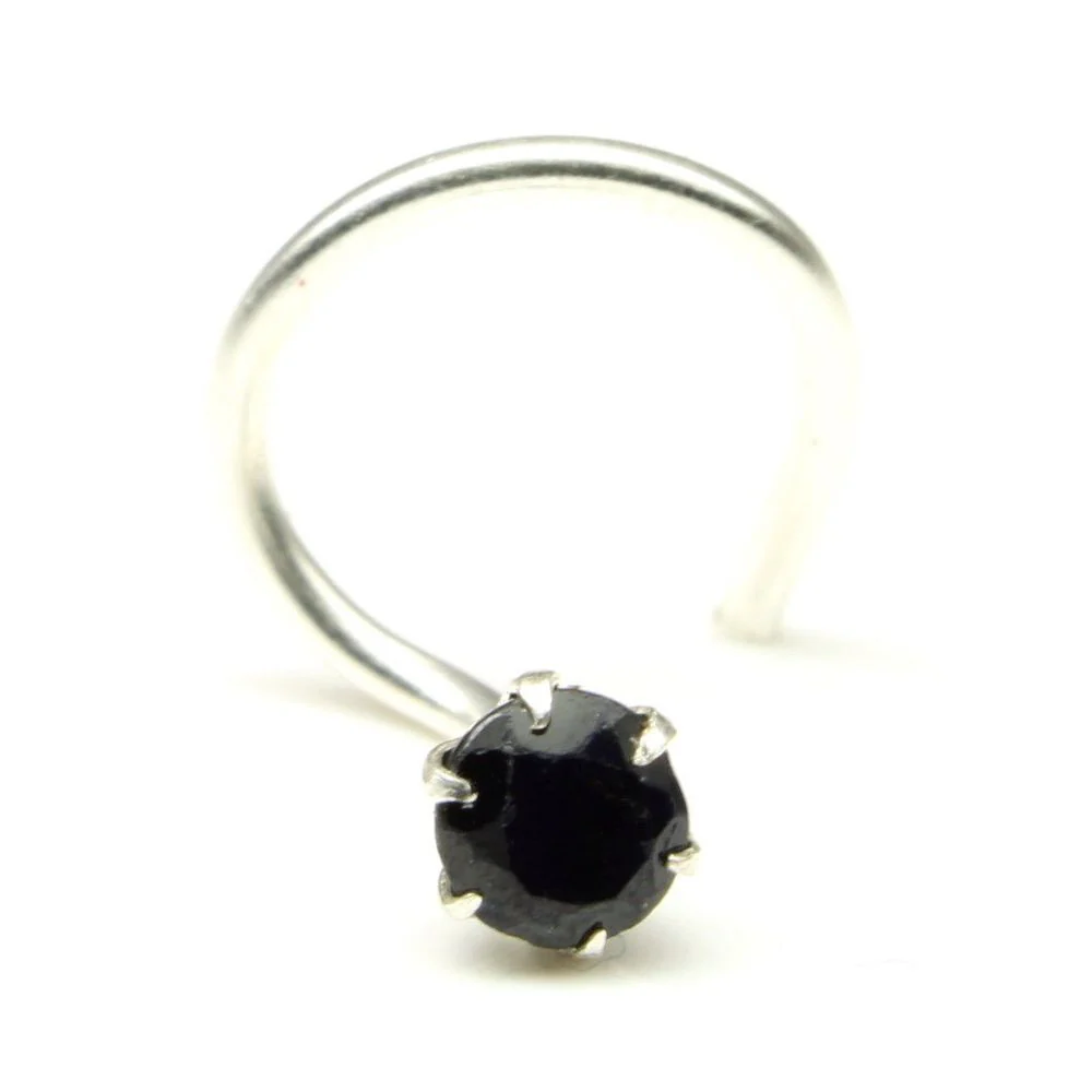 Silver Prong setting Piercing Nose Ring