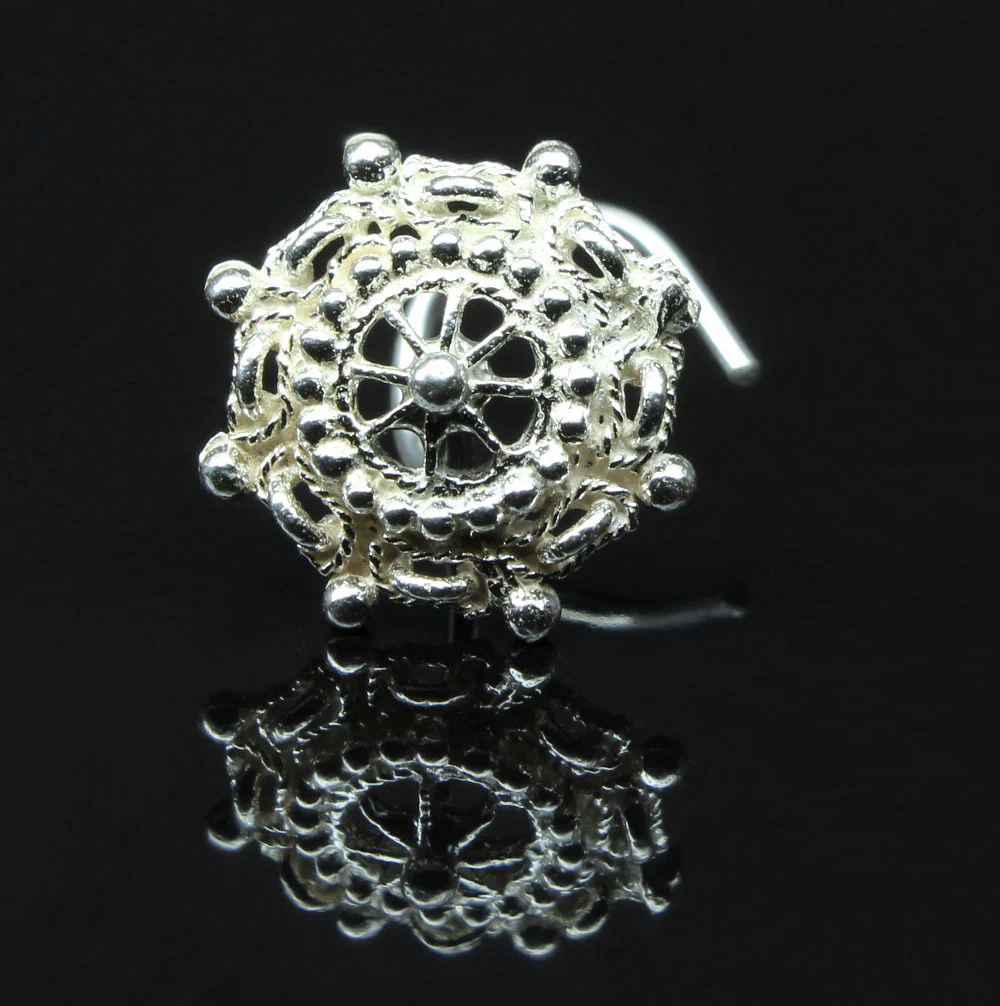 Silver sun chakra design Nose Stud - Image 4