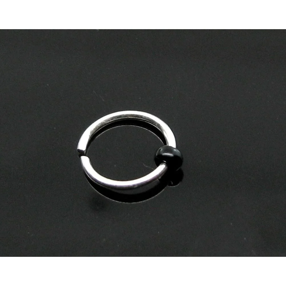 Simple Bead Detail Silver Nose Ring - Image 3