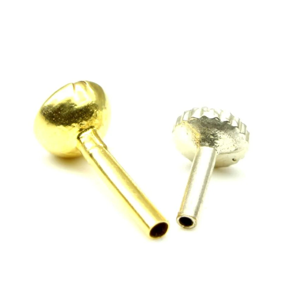 Single stone CZ Piercing Nose Stud Nose Pin Solid 14k Yellow Gold - Image 3