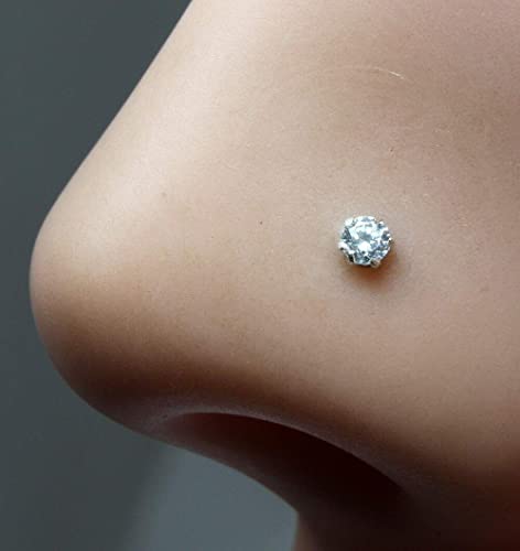 Claw Set Round CZ Silver Nose Stud - Image 2